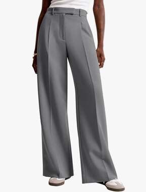 NiMin Women’s Gray Pleated Wide Leg Dress Pants Size XS Stretch Trousers NWOT